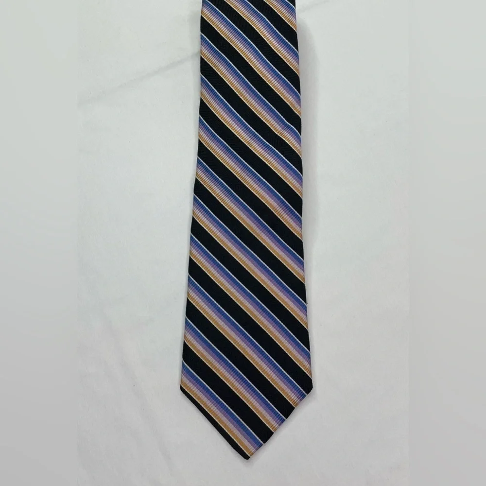 Dion Collection Silk Diagonal Striped Black Tie 4” x 60”